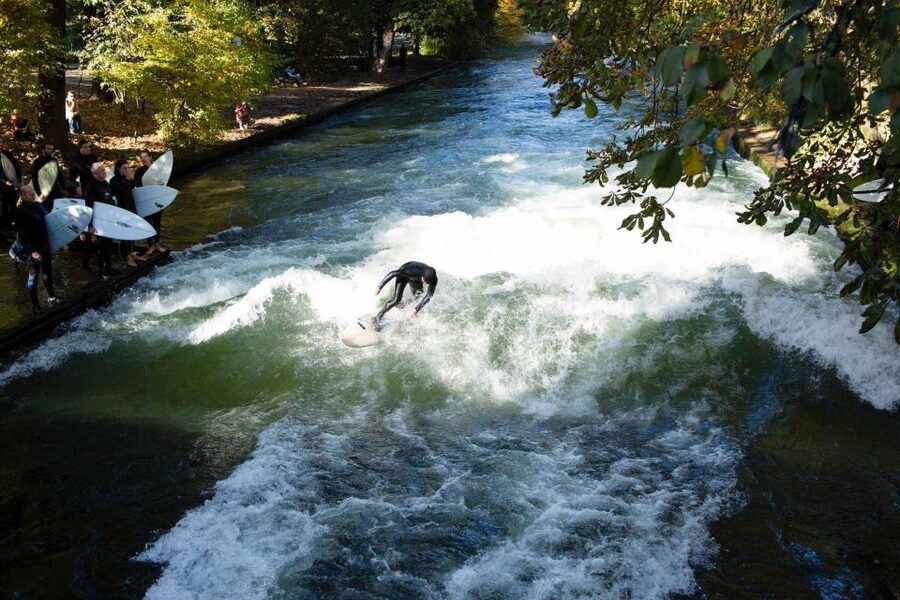 Munich Surf Experience Surfing In Munich Eisbach River Wave - The Eisbachwelle is a real challenge